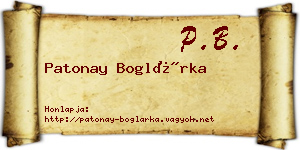 Patonay Boglárka névjegykártya